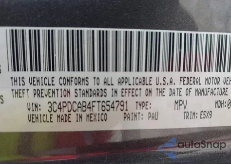 2015 Dodge Journey American Value Pkg z USA, uszkodzony, nr VIN 3C4PDCAB4FT654791